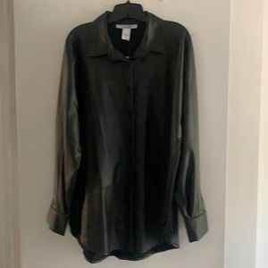 CURVY GIRL BLACK FAUX LEATHER SHIRT